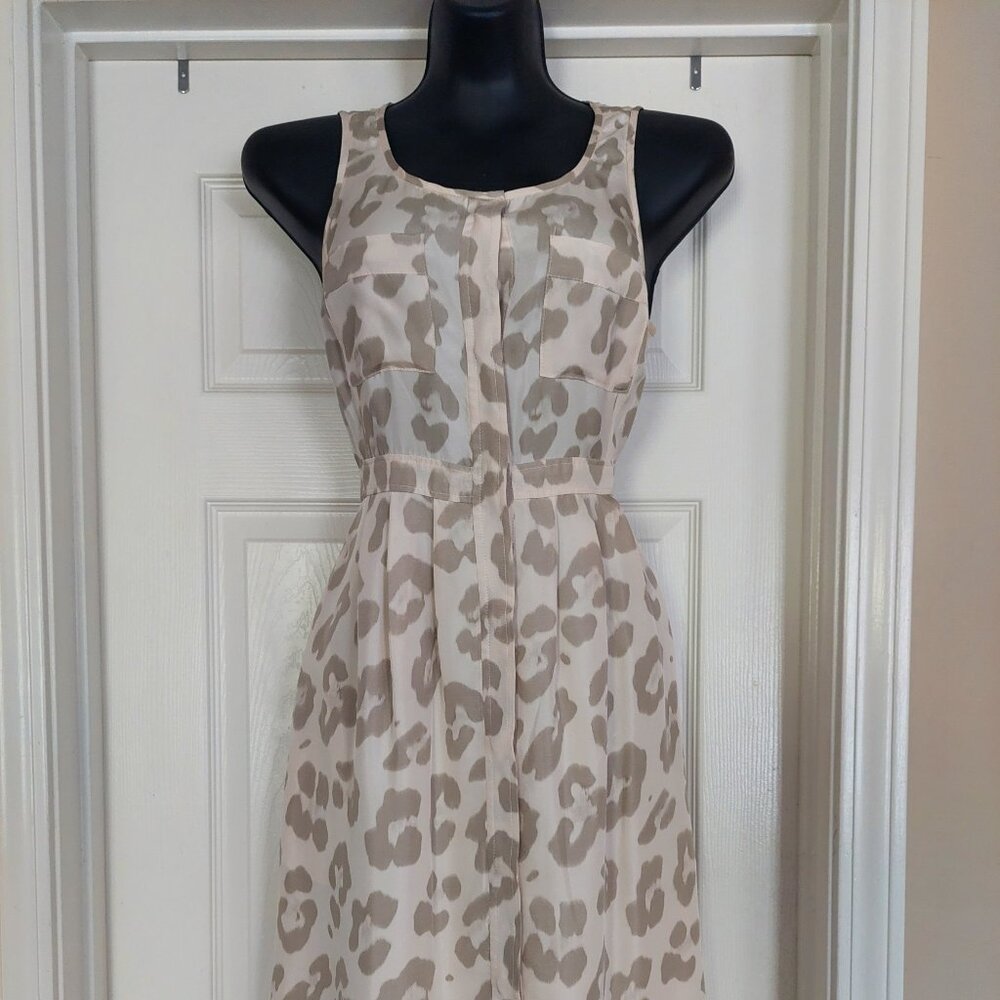 J. Crew Leopard Print - Silk Midi Shirtdress with Pockets